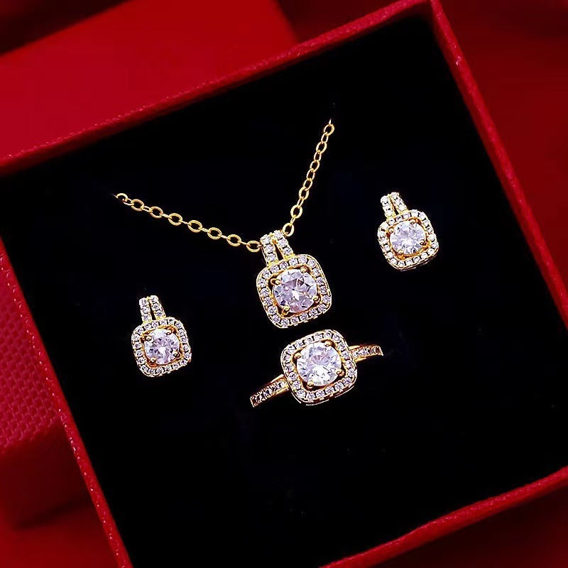 Zircon Gem Jewelry Set | Necklace, Earrings, & Ring