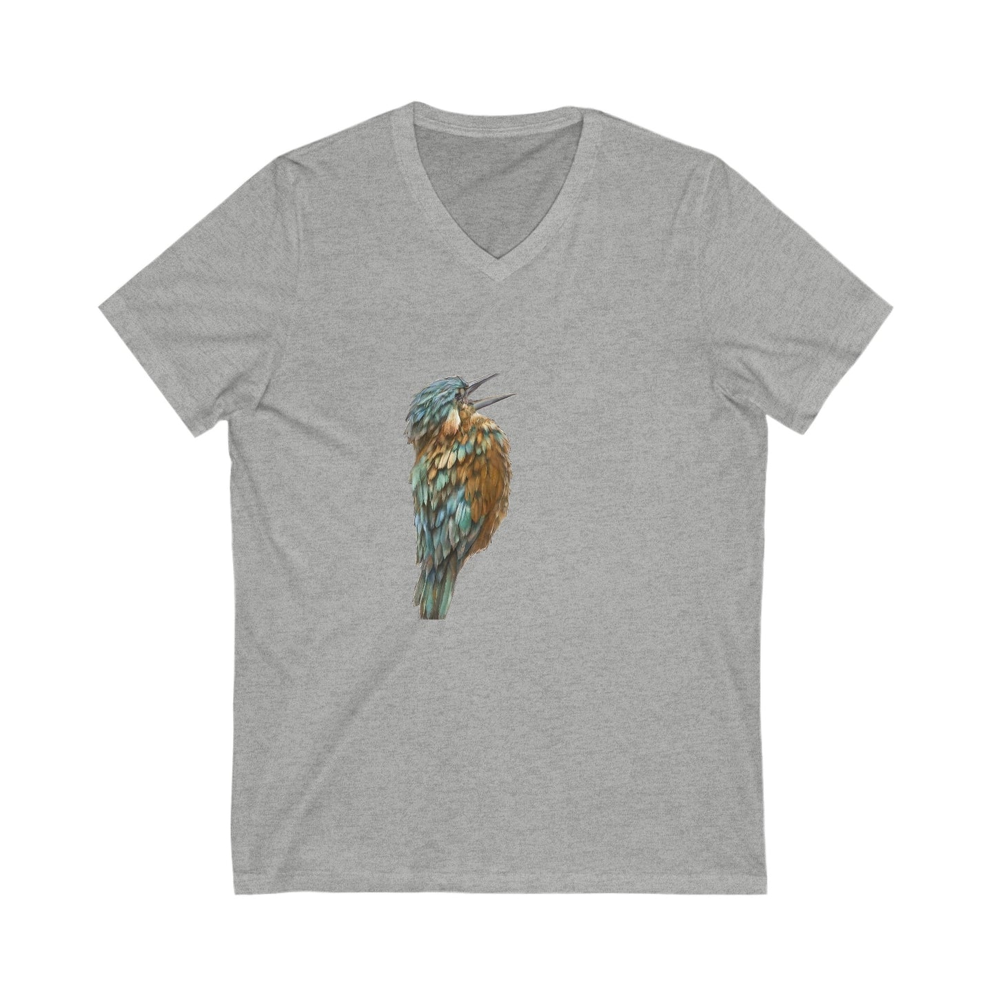 Bird Print Unisex V-Neck Jersey Tee: Canadian Comfort