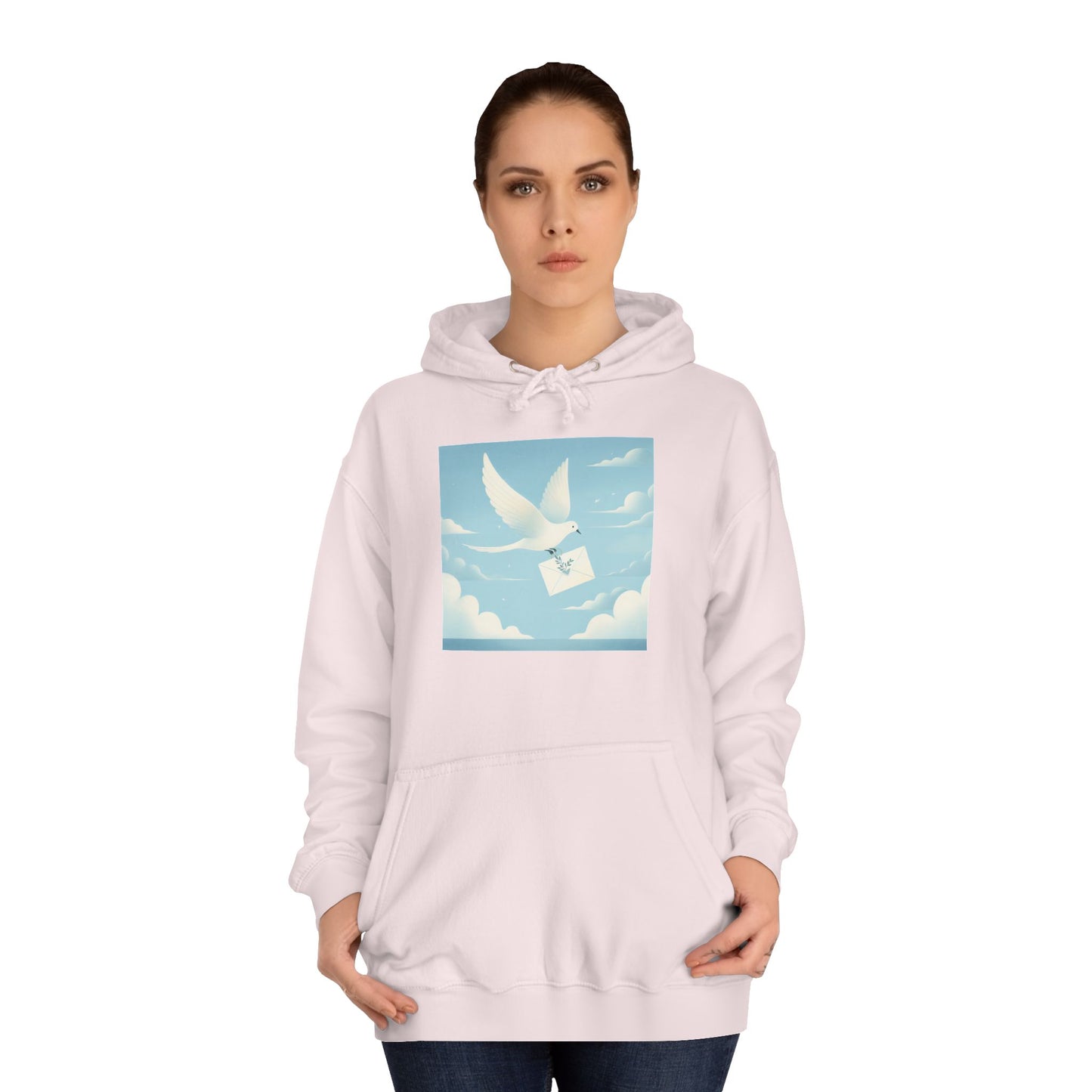 Bird Envelope College Hoodie - Pastel Romantic Minimalistic Design