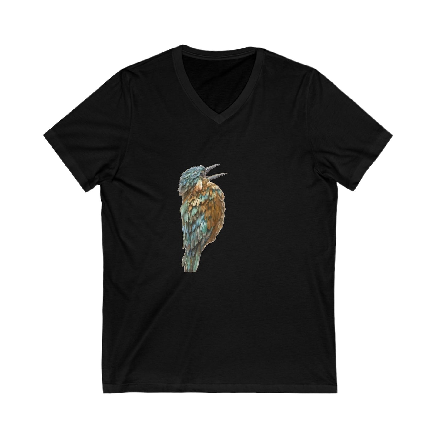 Bird Print Unisex V-Neck Jersey Tee: Canadian Comfort