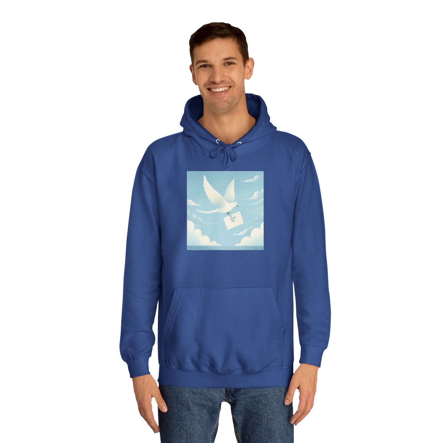 Bird Envelope College Hoodie - Pastel Romantic Minimalistic Design