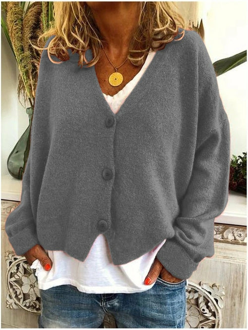 Women Sweaters Cardigan Solid Bright Color Autumn Winter Long Sleeve