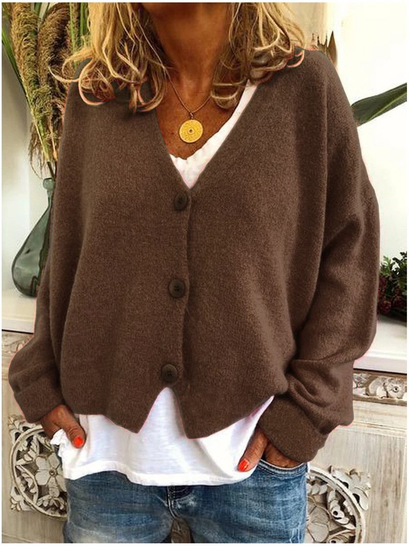 Women Sweaters Cardigan Solid Bright Color Autumn Winter Long Sleeve