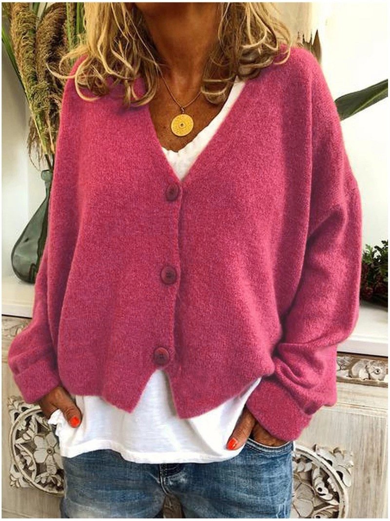 Women Sweaters Cardigan Solid Bright Color Autumn Winter Long Sleeve