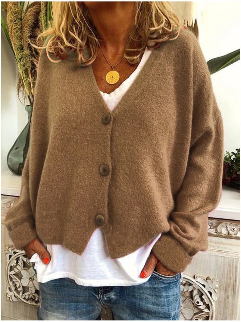 Women Sweaters Cardigan Solid Bright Color Autumn Winter Long Sleeve