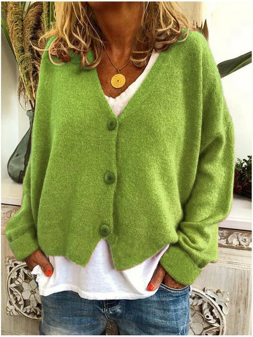 Women Sweaters Cardigan Solid Bright Color Autumn Winter Long Sleeve