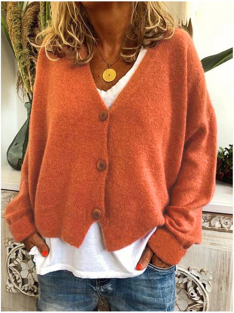 Women Sweaters Cardigan Solid Bright Color Autumn Winter Long Sleeve