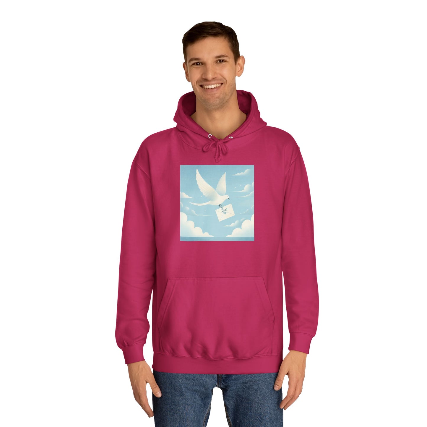 Bird Envelope College Hoodie - Pastel Romantic Minimalistic Design