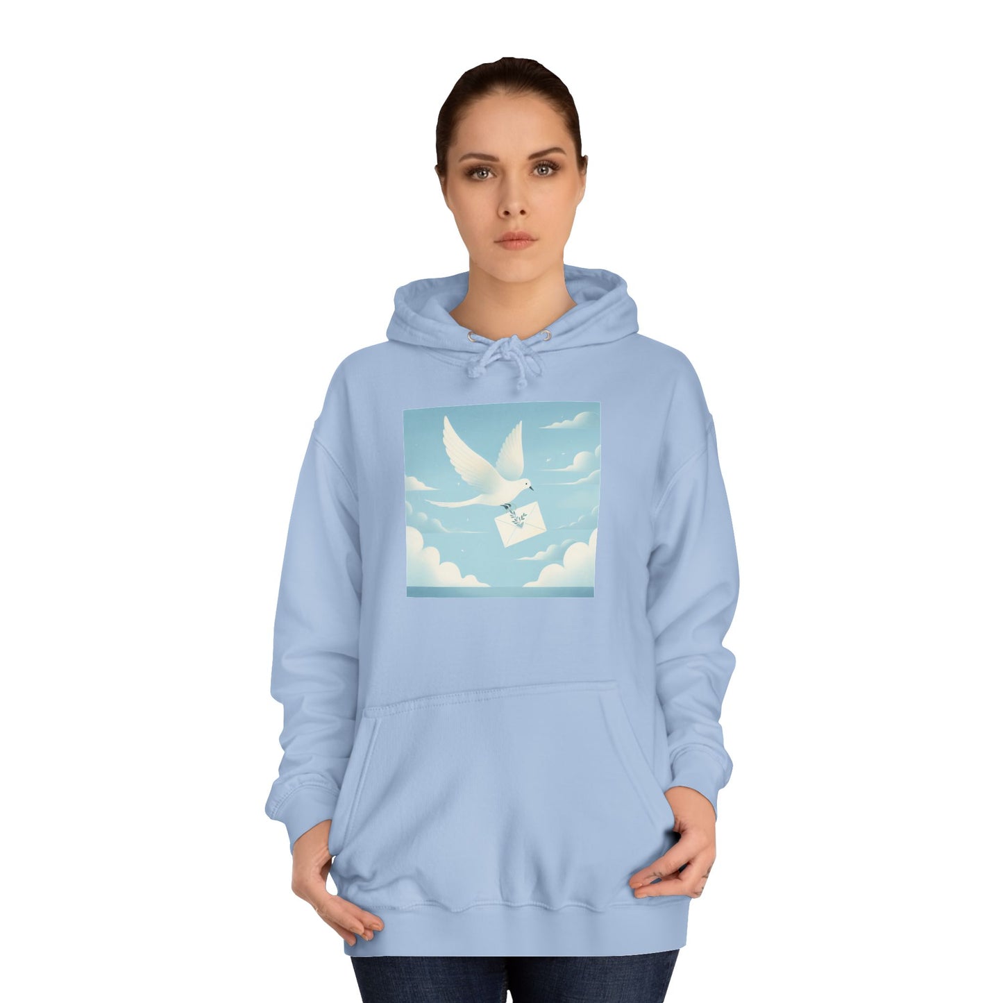 Bird Envelope College Hoodie - Pastel Romantic Minimalistic Design