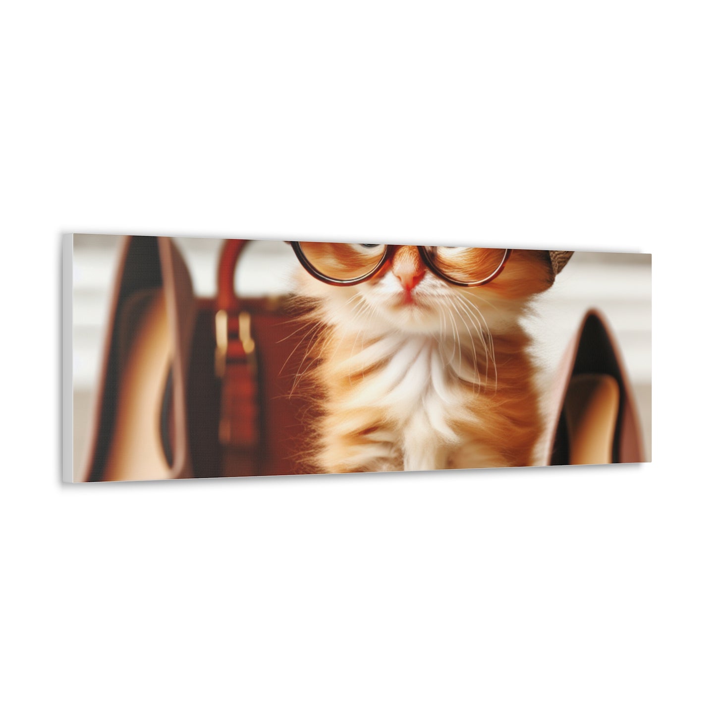 Canvas Wall Art - Cool Cat With Lady Shoes, Cap, and Eyeglasses