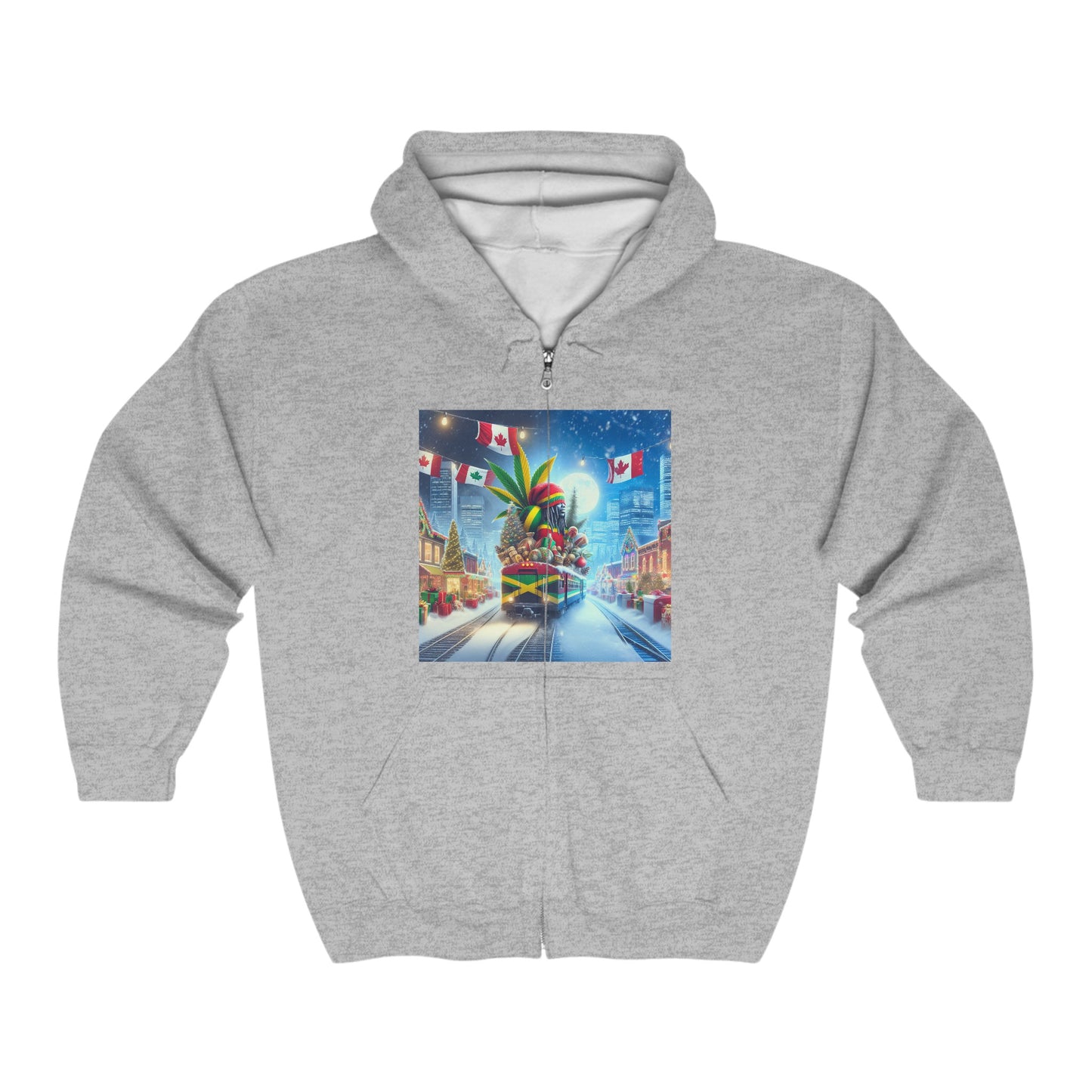 Christmas Vibes Full Zip Hoodie - USA & Canada Travel Theme