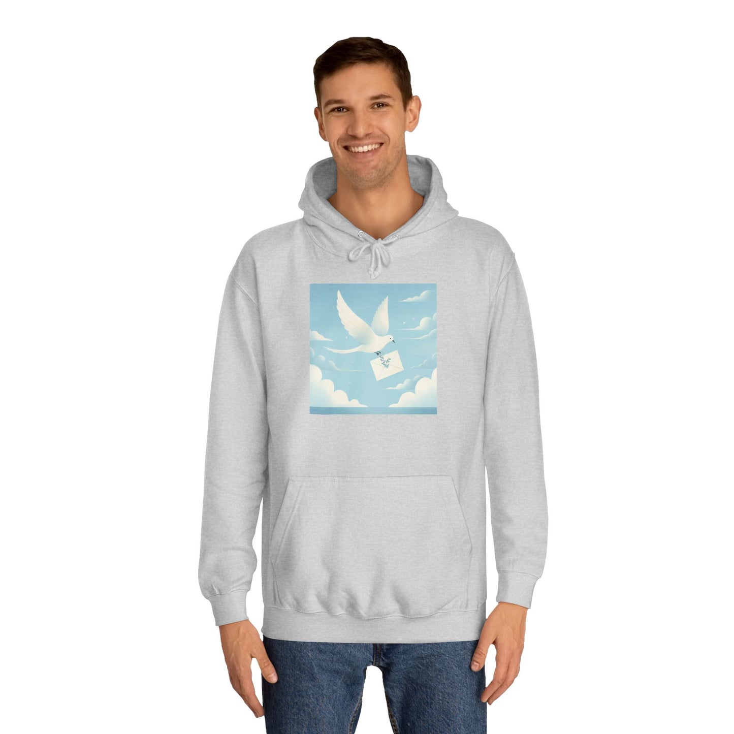 Bird Envelope College Hoodie - Pastel Romantic Minimalistic Design