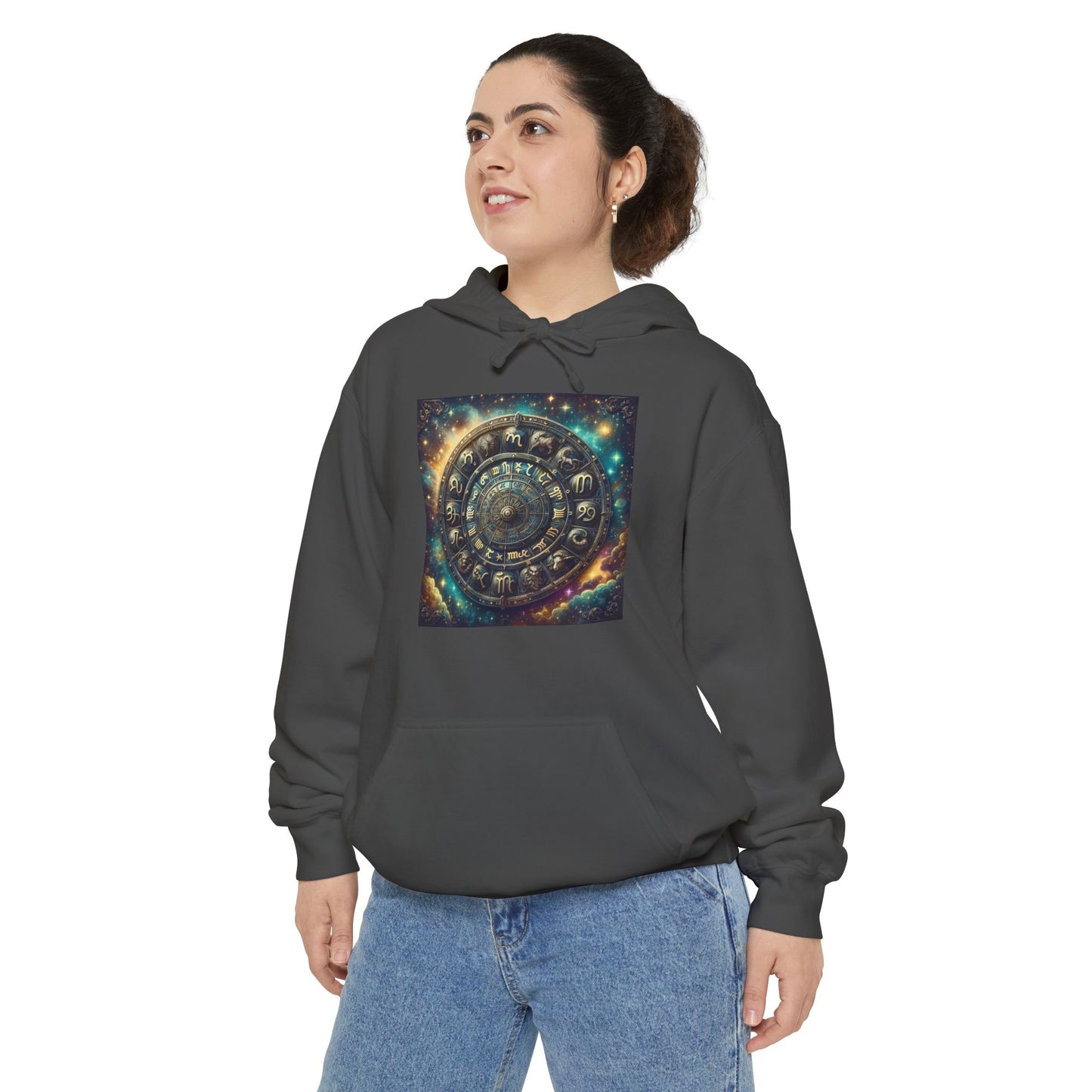 Zodiac Wheel Hoodie - Astrology Enthusiasts, Mystical Cosmic Design