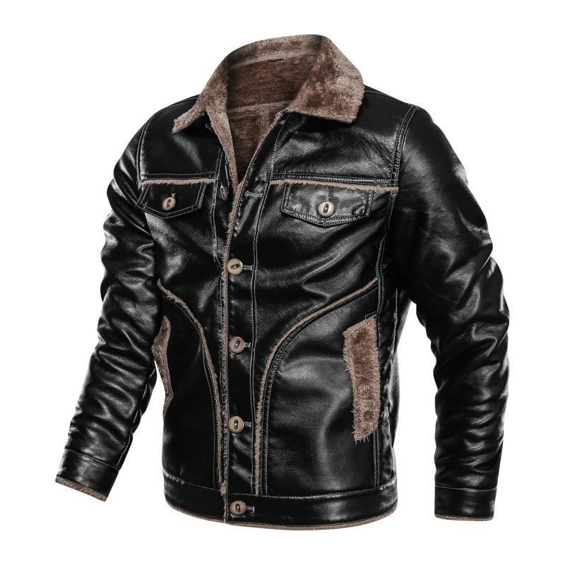 Men's PU Leather Jackets | Lapel Collar & Zipper Detail