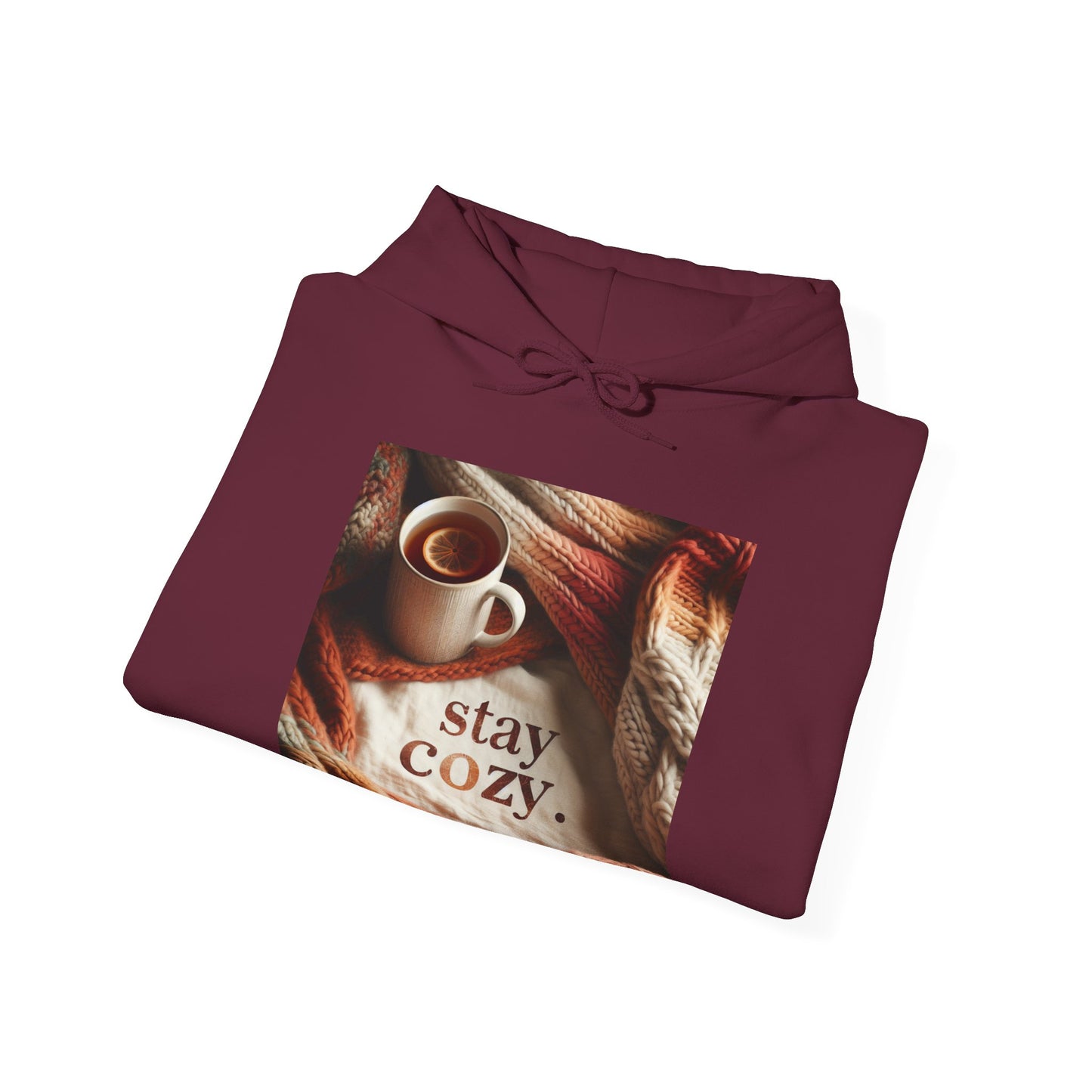 Unisex hooded Sweatshirt - Cozy Blanket and Tea - Stay Cozy