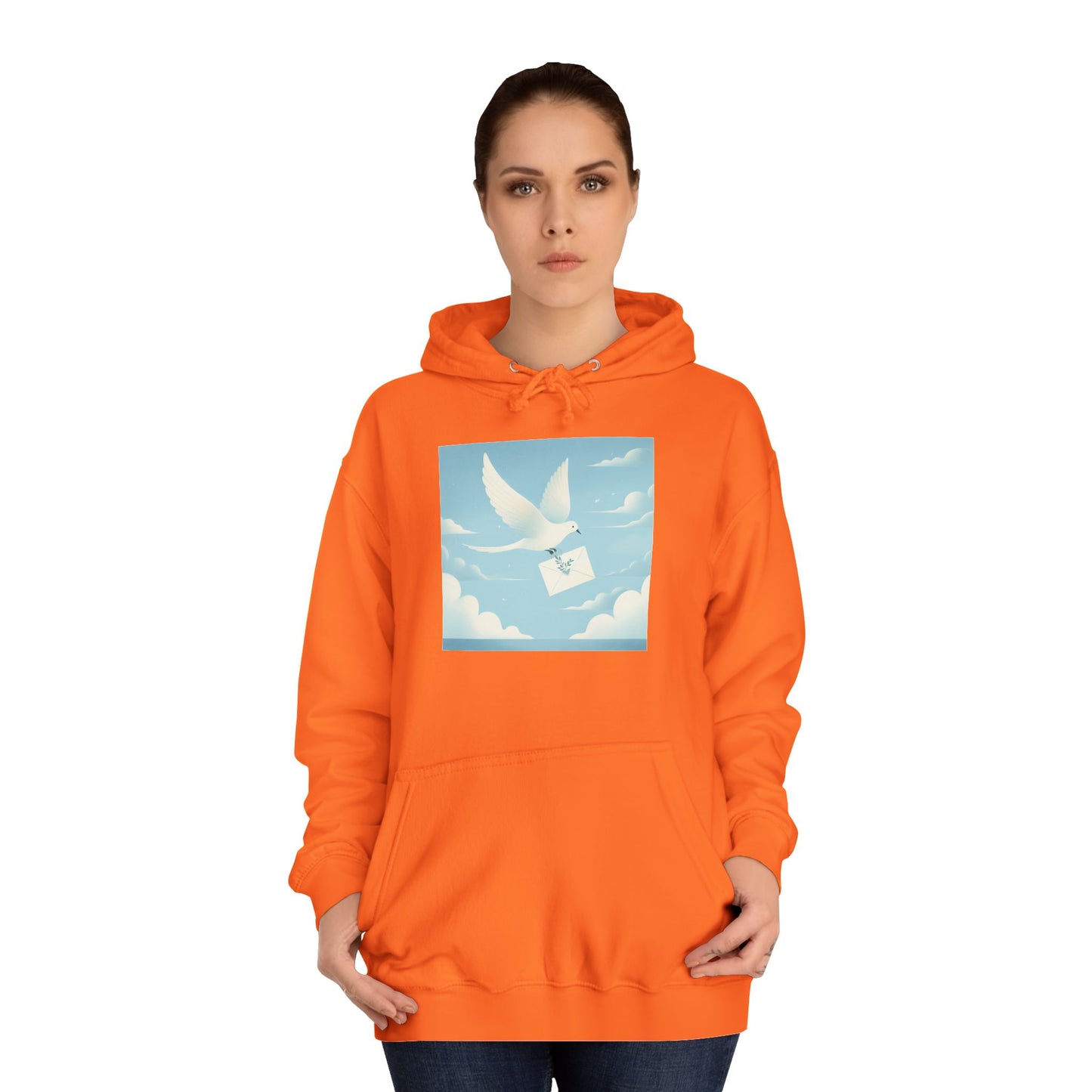 Bird Envelope College Hoodie - Pastel Romantic Minimalistic Design