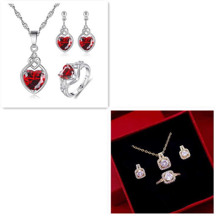 Zircon Gem Jewelry Set | Necklace, Earrings, & Ring