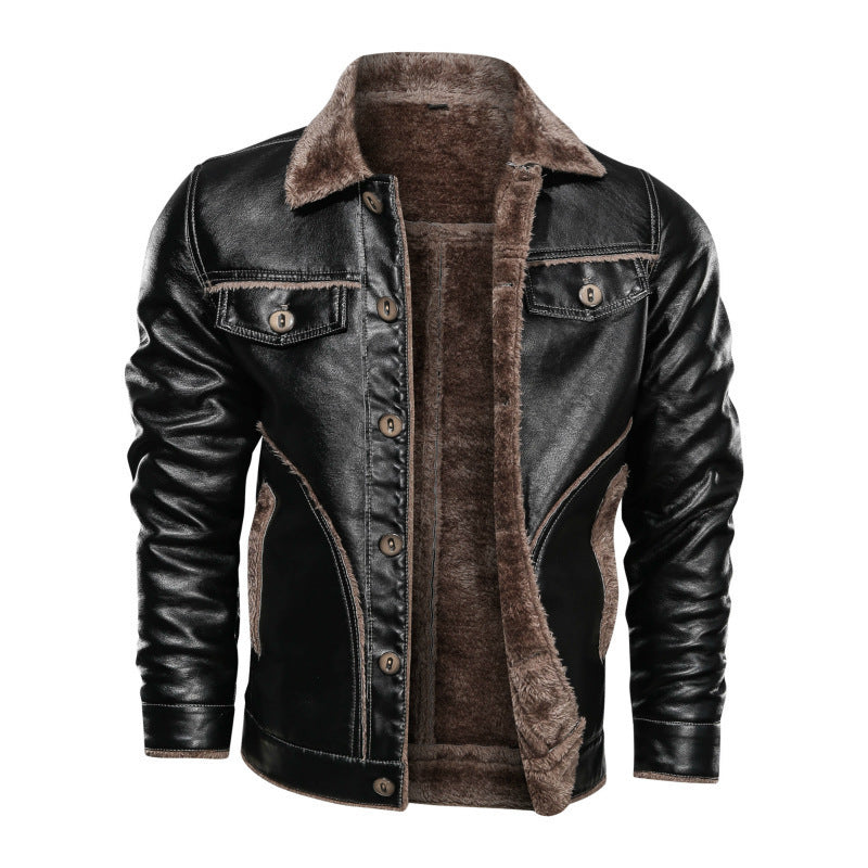 Men's PU Leather Jackets | Lapel Collar & Zipper Detail