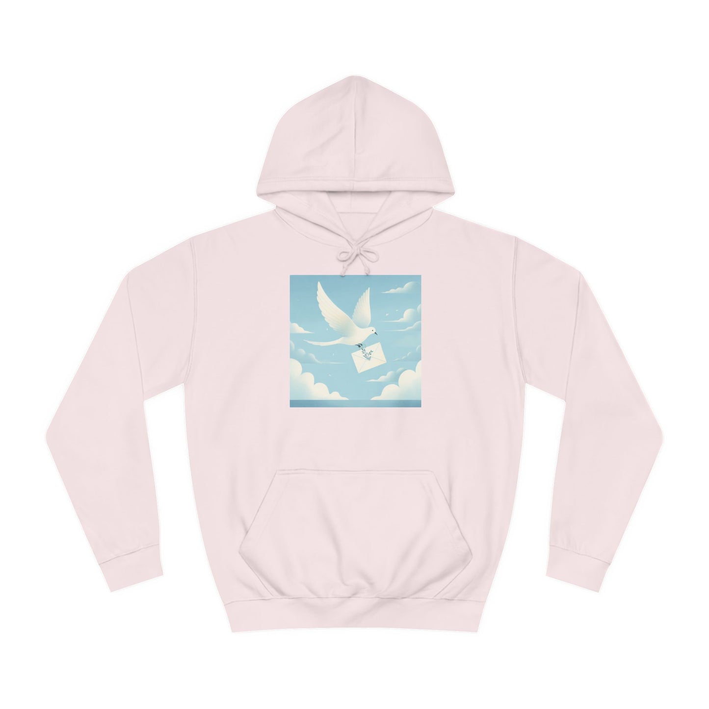 Bird Envelope College Hoodie - Pastel Romantic Minimalistic Design