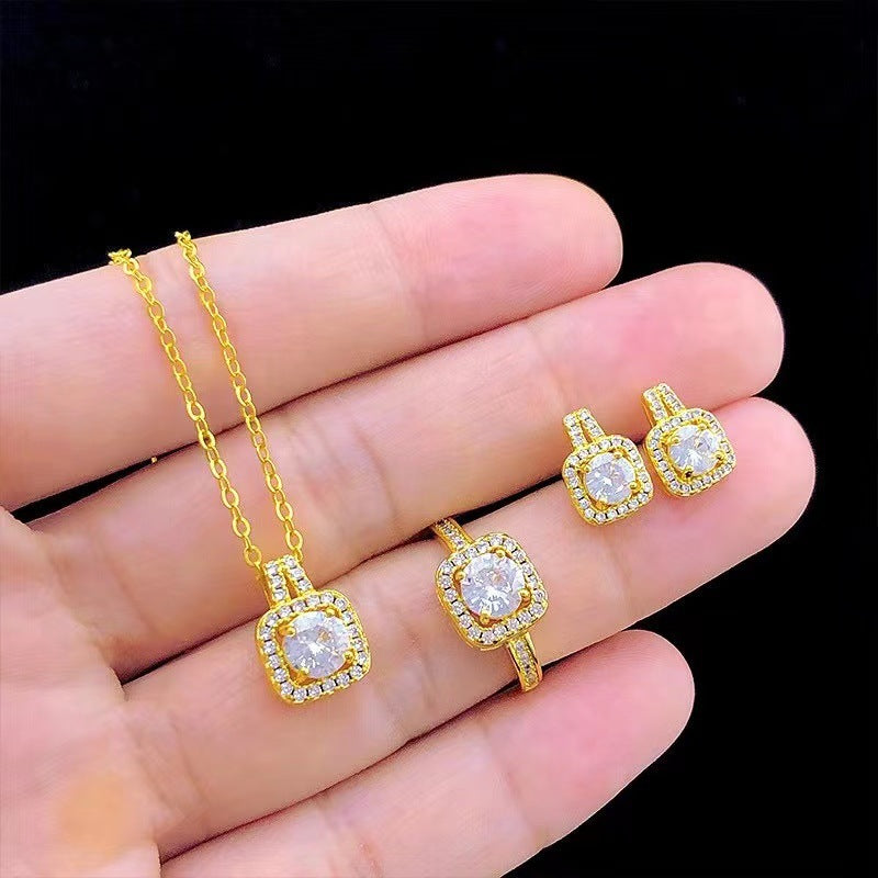 Zircon Gem Jewelry Set | Necklace, Earrings, & Ring