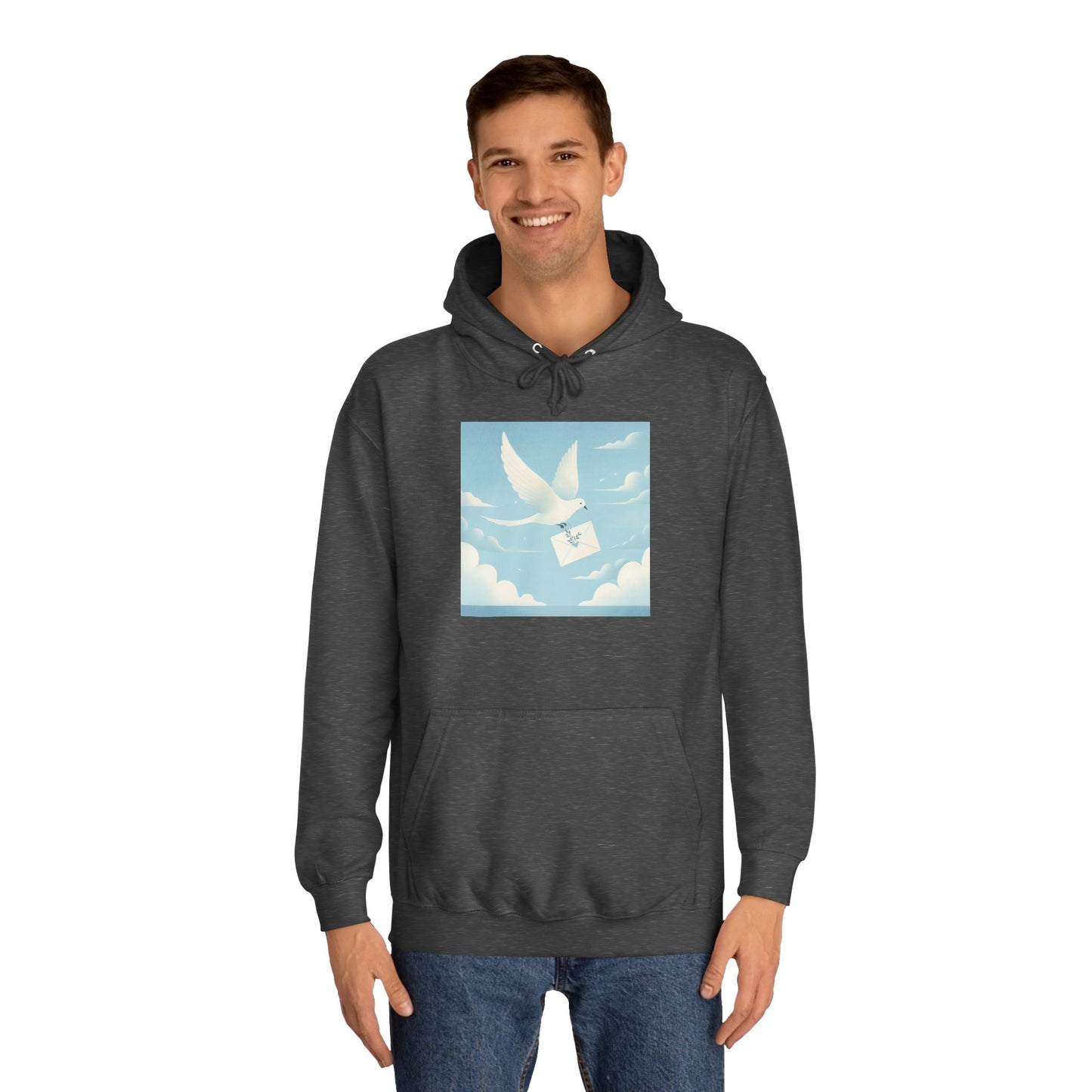 Bird Envelope College Hoodie - Pastel Romantic Minimalistic Design