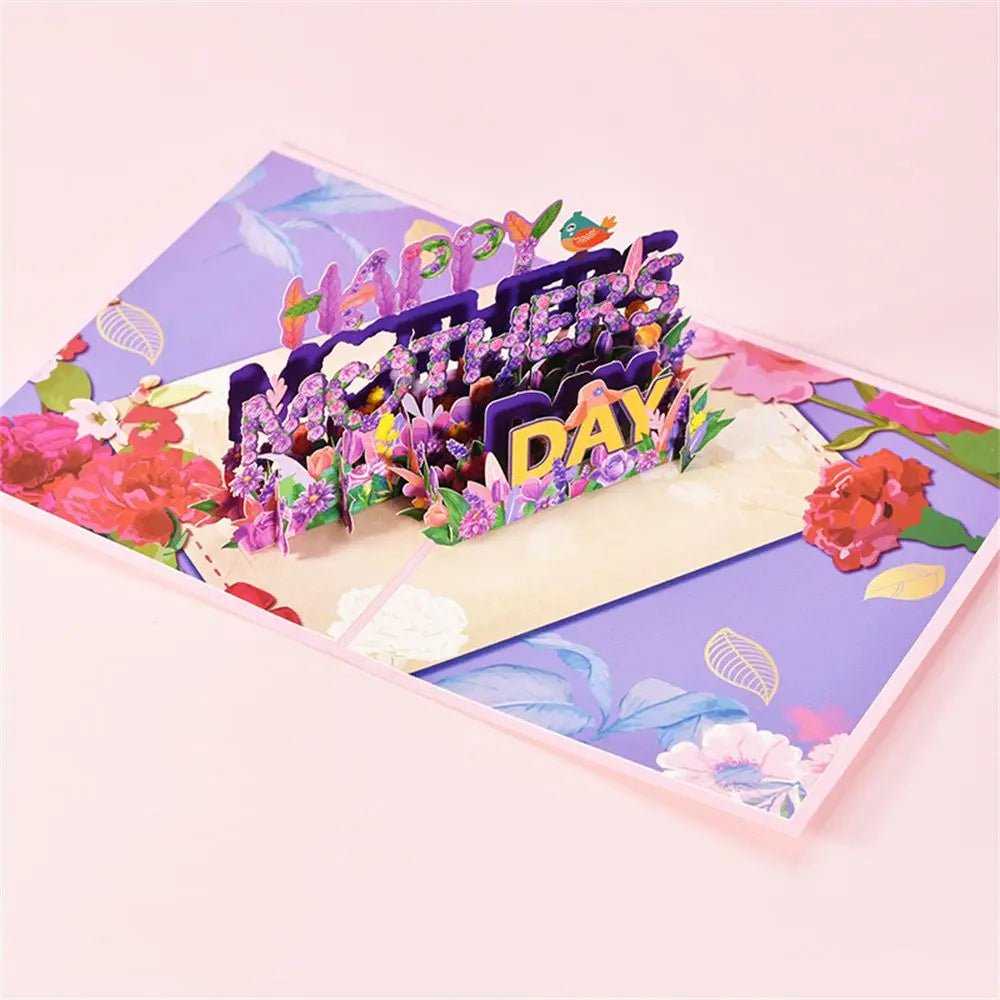 3D PopUp Flower Bouquet Cards Gifts Anniversary PopUp Mom Floral Bouquet Wife Invitation Card Greeting Cards Mothers Day Cards Postcard - Tiasid