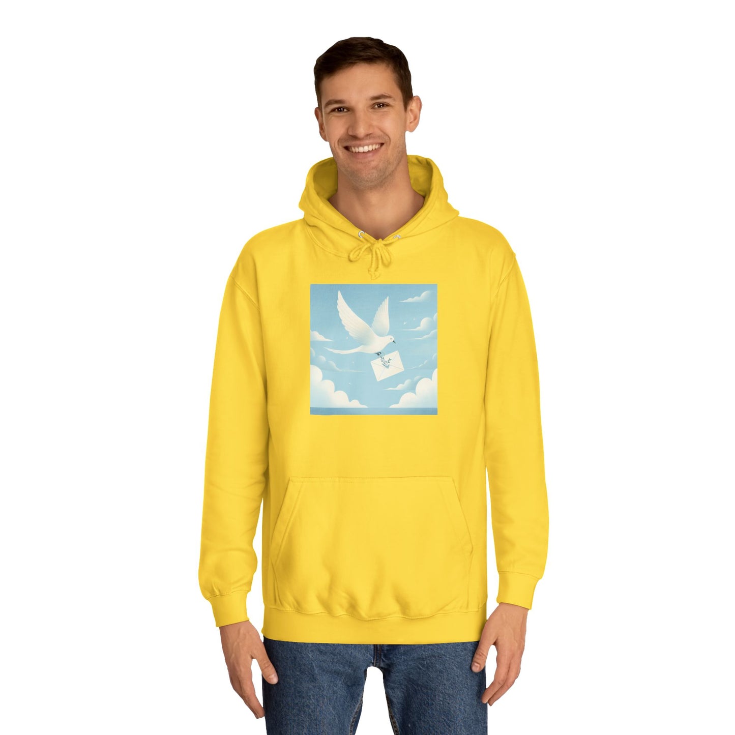 Bird Envelope College Hoodie - Pastel Romantic Minimalistic Design