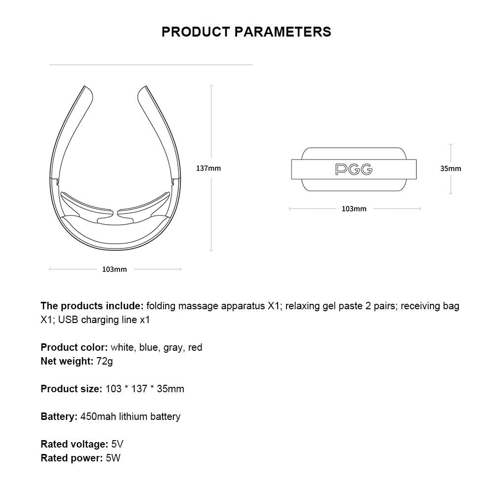 Folding Portable Neck Massager 5 Modes Massage Pulse Infrared