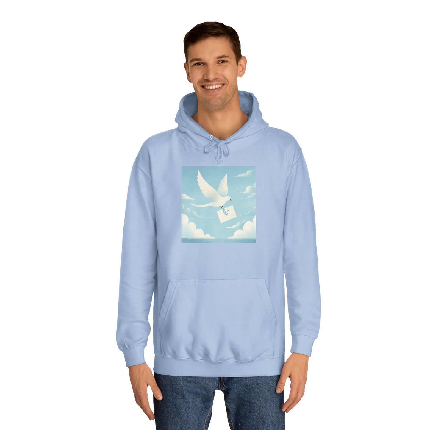 Bird Envelope College Hoodie - Pastel Romantic Minimalistic Design