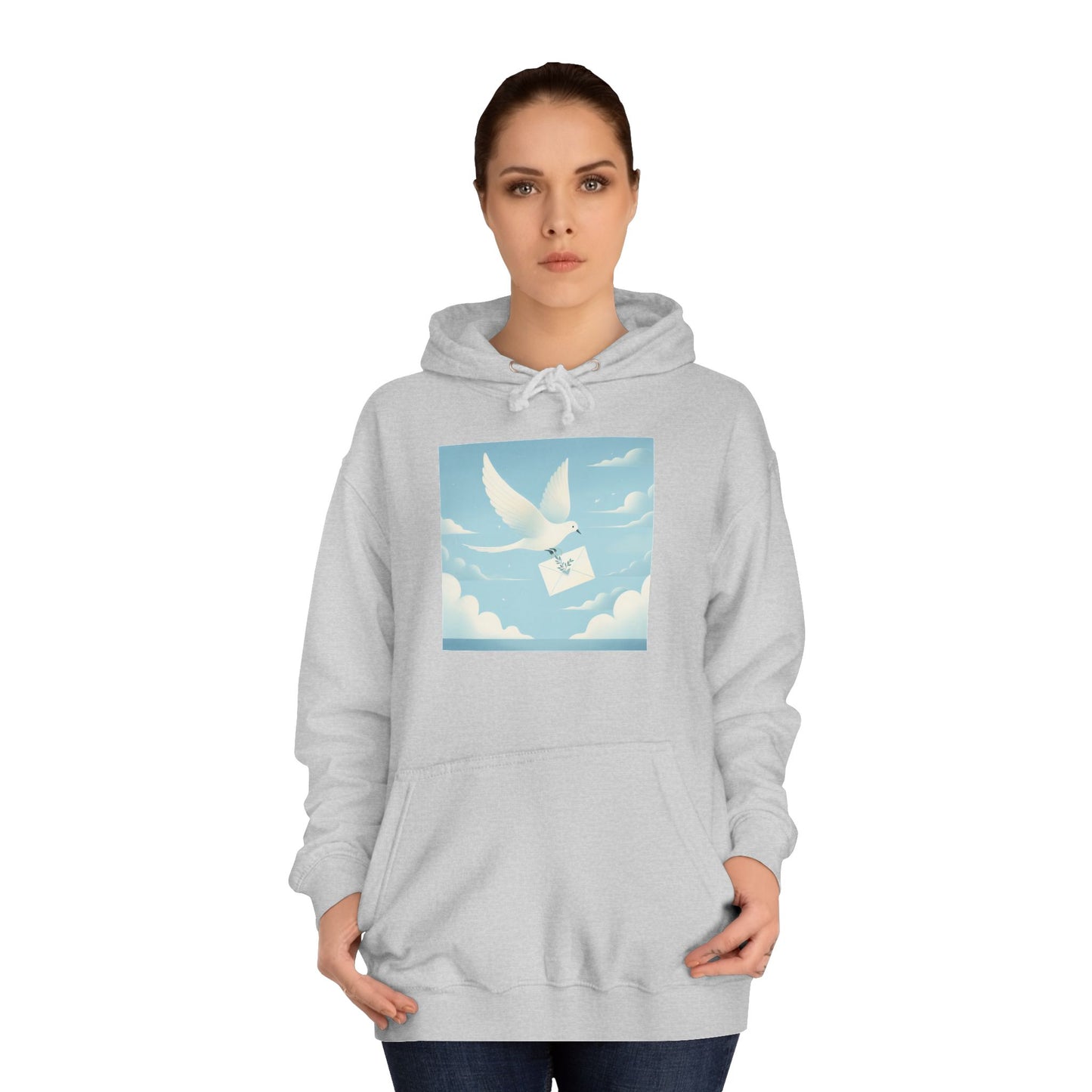 Bird Envelope College Hoodie - Pastel Romantic Minimalistic Design