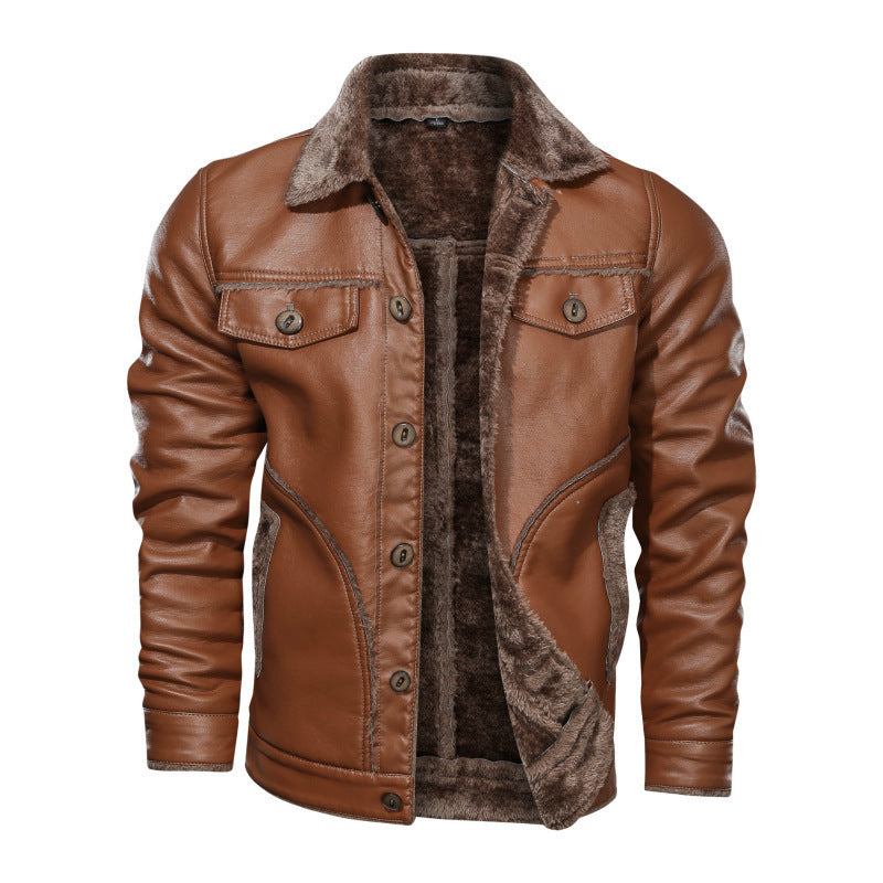 Men's PU Leather Jackets | Lapel Collar & Zipper Detail