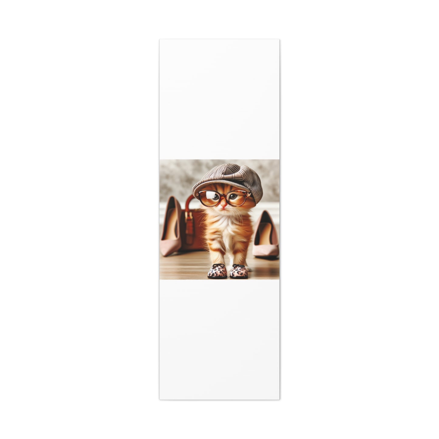 Canvas Wall Art - Cool Cat With Lady Shoes, Cap, and Eyeglasses