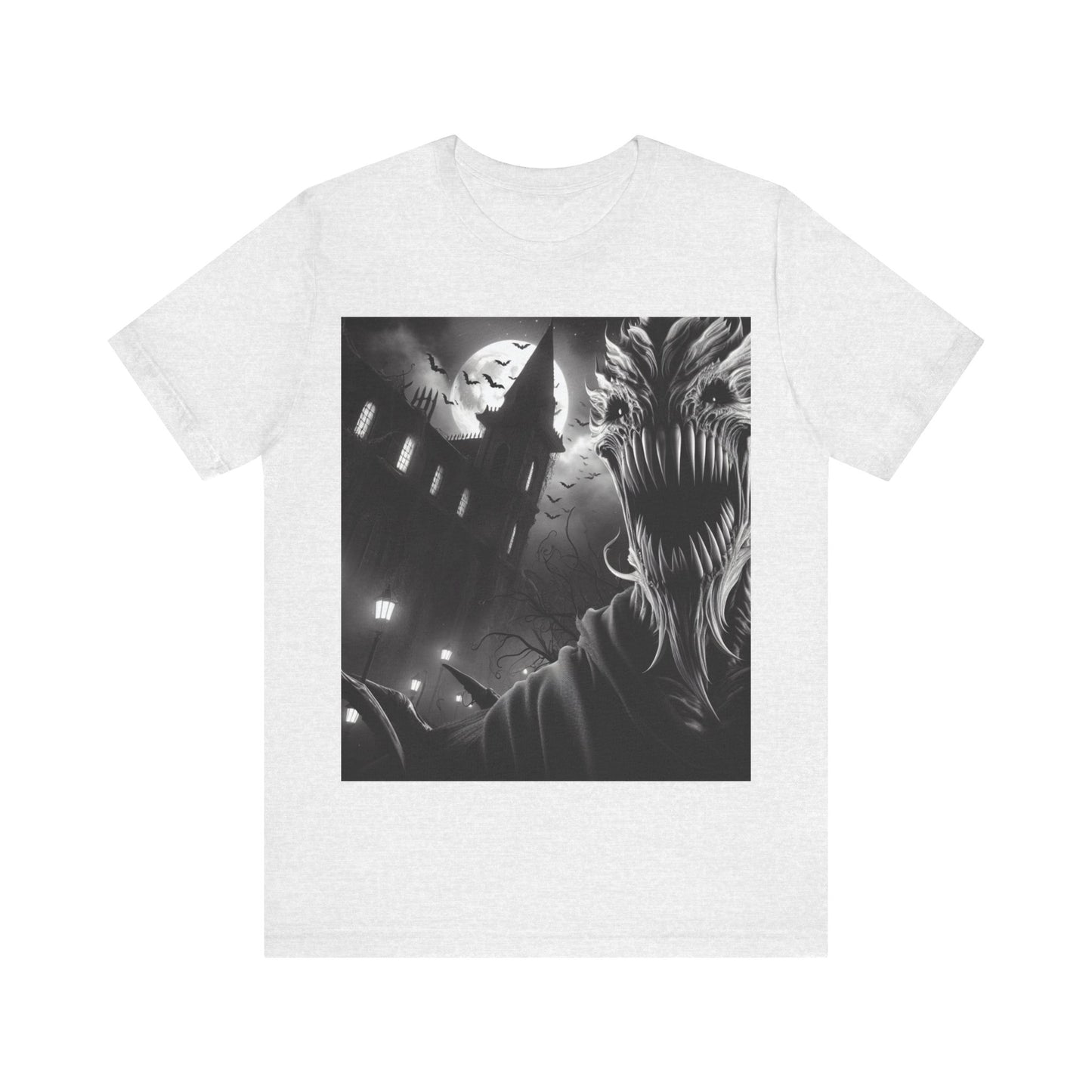 Halloween Creature Unisex Tee with a midnight scene