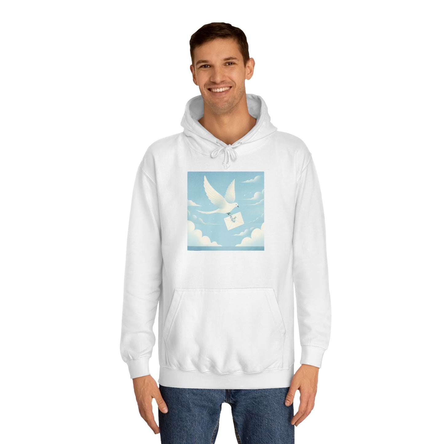 Bird Envelope College Hoodie - Pastel Romantic Minimalistic Design