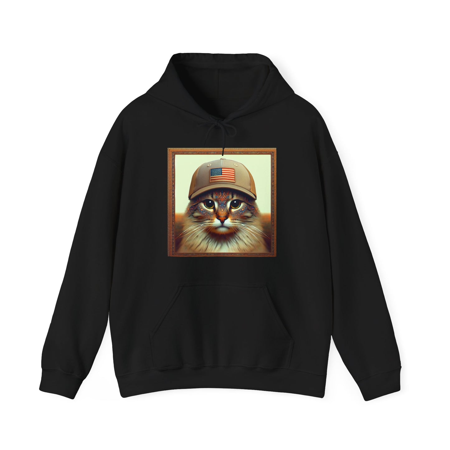 Cat in Cap USA Hoodie