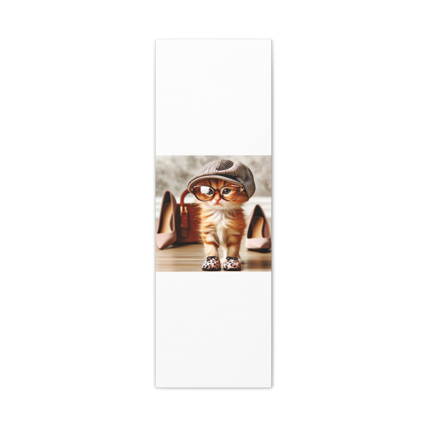 Canvas Wall Art - Cool Cat With Lady Shoes, Cap, and Eyeglasses