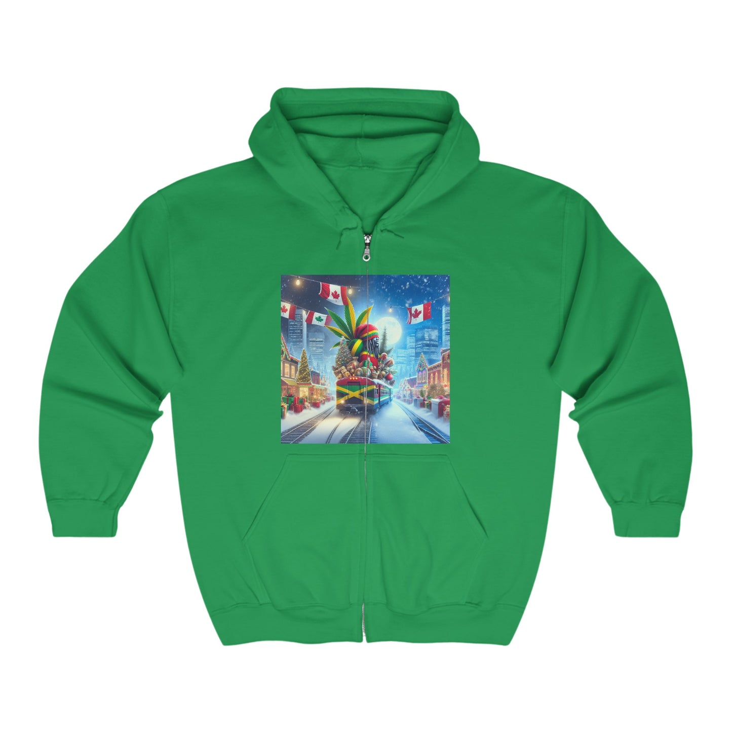 Christmas Vibes Full Zip Hoodie - USA & Canada Travel Theme