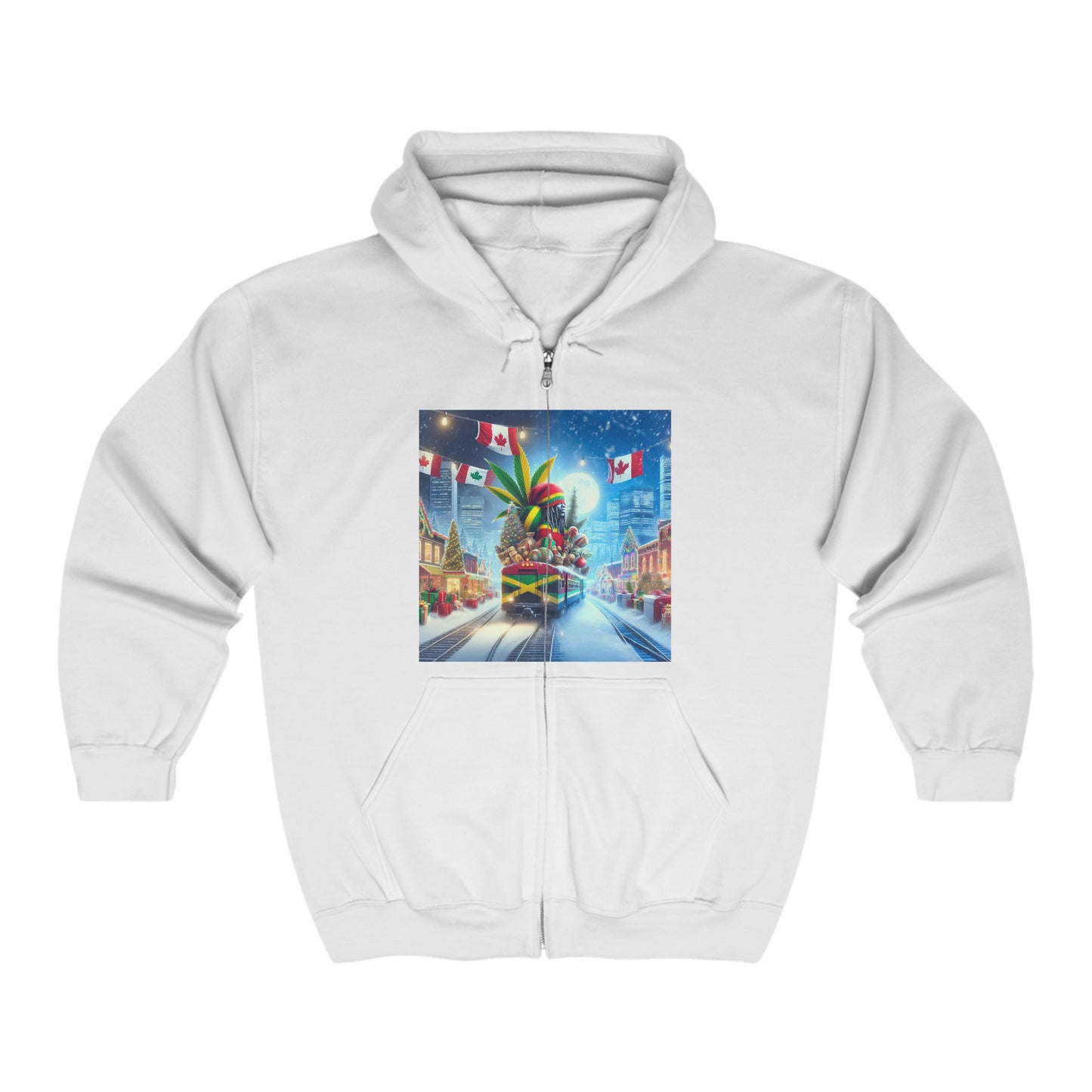 Christmas Vibes Full Zip Hoodie - USA & Canada Travel Theme