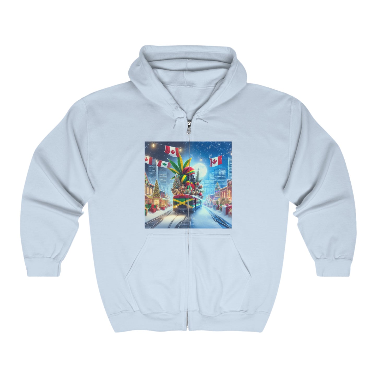 Christmas Vibes Full Zip Hoodie - USA & Canada Travel Theme