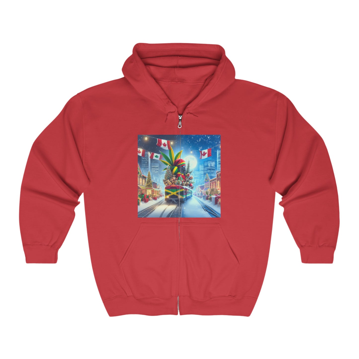 Christmas Vibes Full Zip Hoodie - USA & Canada Travel Theme