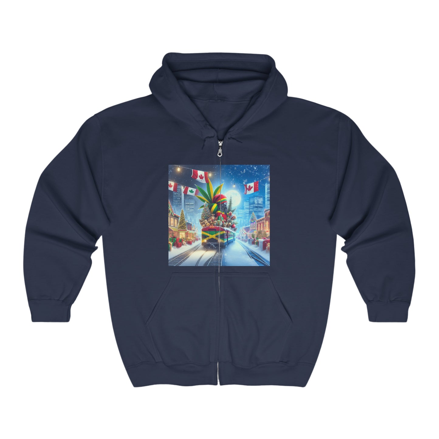 Christmas Vibes Full Zip Hoodie - USA & Canada Travel Theme