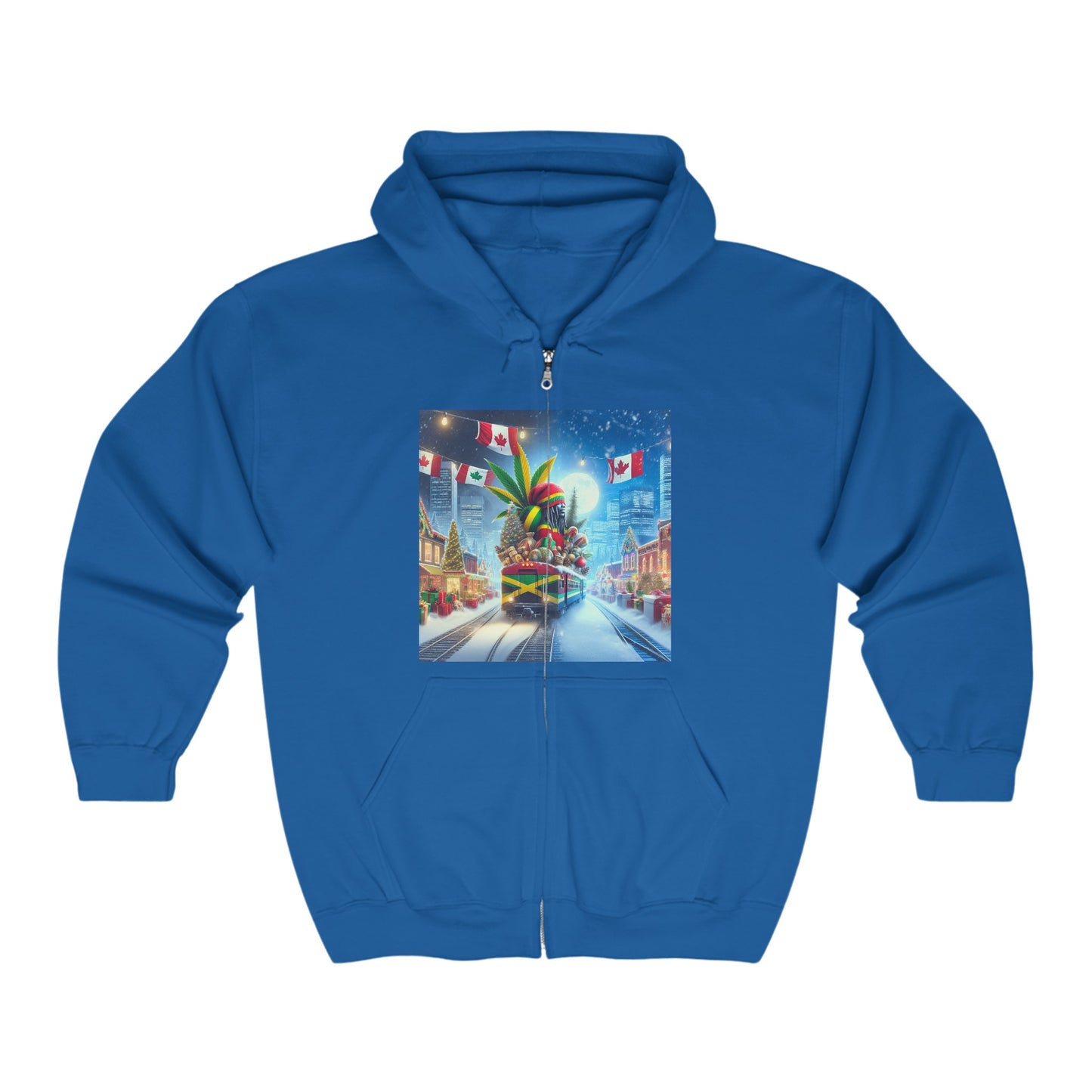 Christmas Vibes Full Zip Hoodie - USA & Canada Travel Theme