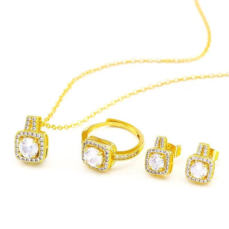 Zircon Gem Jewelry Set | Necklace, Earrings, & Ring