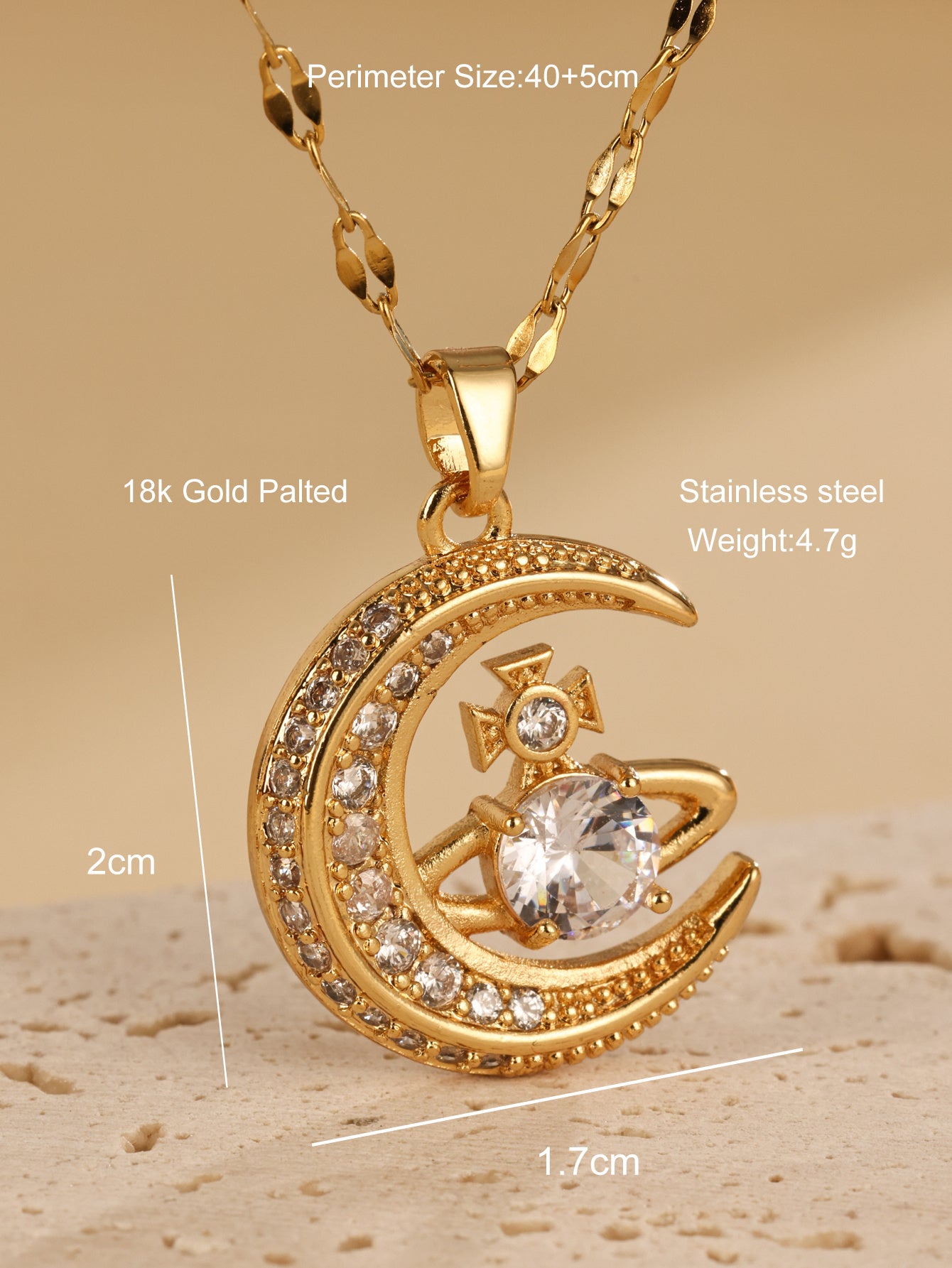 Korean Moon Planet Necklace – High-End Design, Personalized Zirconia Pendant for Women